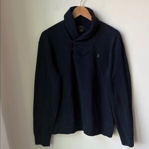 Polo Ralph Lauren Luxury Jersey Shawl Collar Pullover Navy Preppy Pony Size L